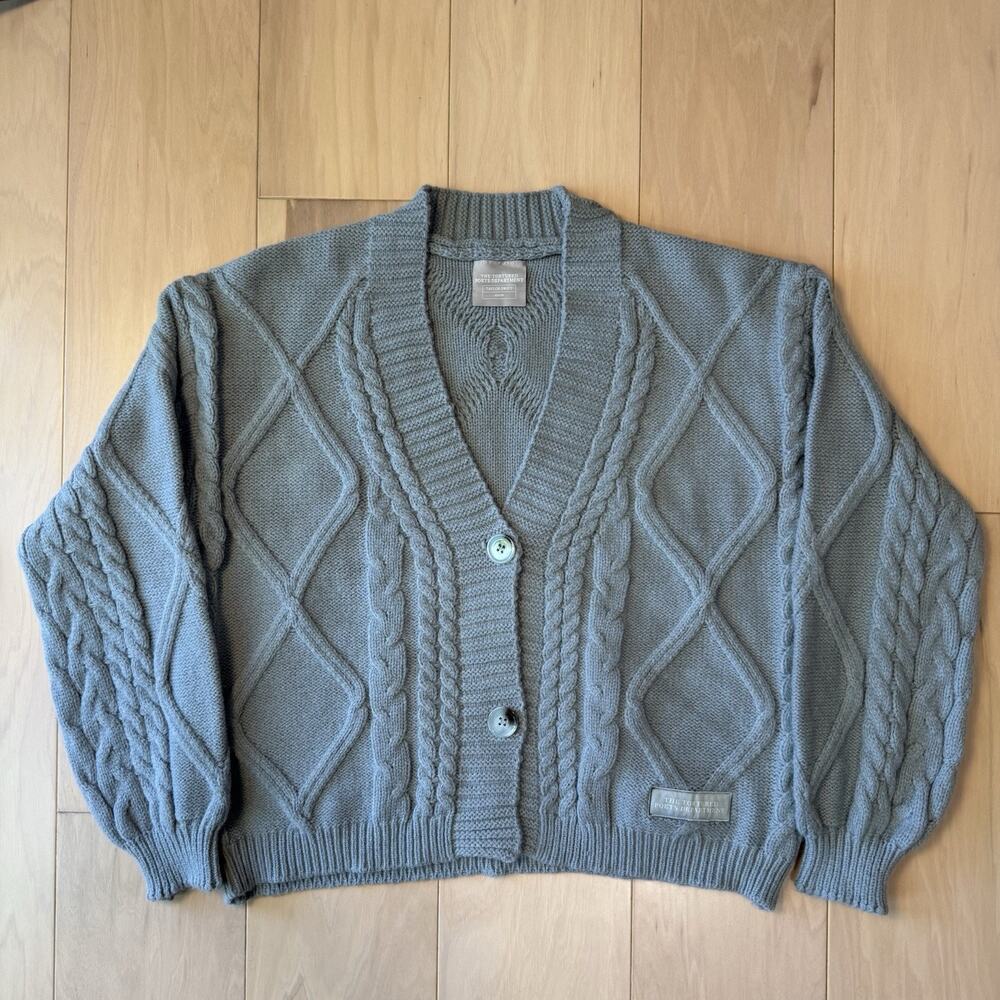 Taylor Swift Cardigan Women's XS/SM Gray Tortured Poets Department Cable Knit - Picture 3 of 9